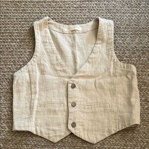 Chic Linen Beige Vest Top
